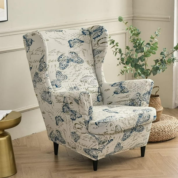 Pieces Stretch Armchair Slipcover with T Cushion Cover Non Slip Printed Armchair Slipcover for Living Room Hotel Bedroom Butterfly Plush