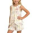thumbnail image 2 of ITSAME Girls Ruffled Tank and Shorts Set 2-Piece Fashion Print Summer Casual Outfits for Kids Beige Size 9-10, 2 of 6
