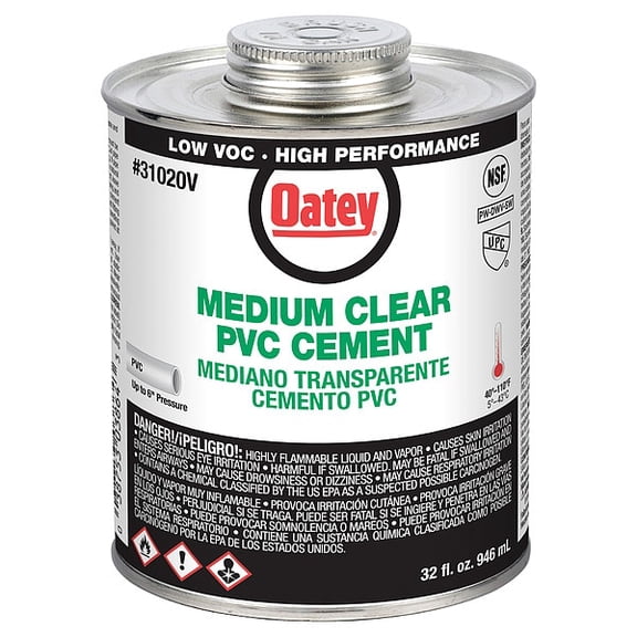 Oatey Cement,Brush-Top Can,32 fl oz,Clear 31020V