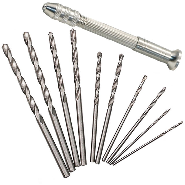 Mini Micro Aluminum Hand Drill With Keyless Chuck +10pc Twist Drill Bit Rotary