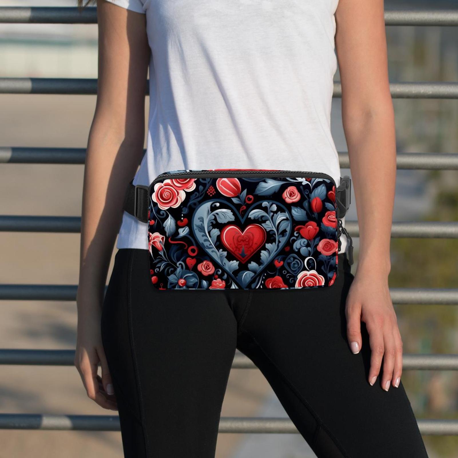Valentine's Day Love Money Belt Waist Bag Fanny Pack - Lightweight Adjustable with Extension Strap Unisex