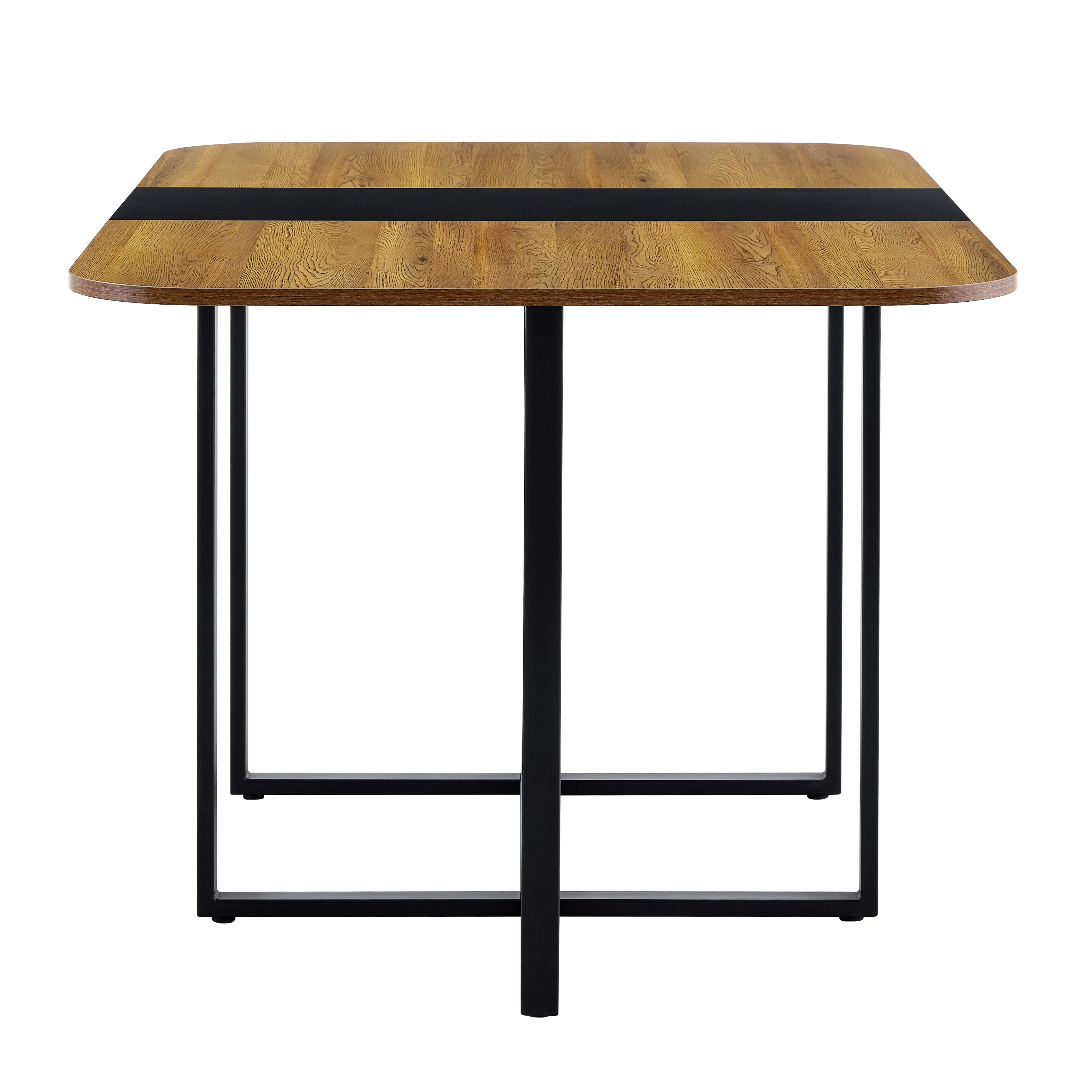 Alvantor 7-Piece Dining Set, Wood Grain Table & Black Velvet Chairs for Modern Small Spaces