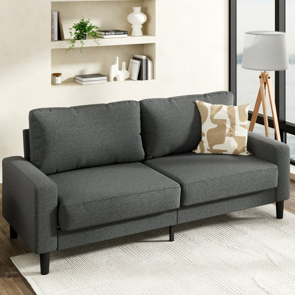 Mainstays 76 Inch Indoor Fabric Sofa, Dark Grey