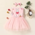 thumbnail image 4 of Baby Girls Easter Dress Sleeveless Cute Cartoon Bunny Egg Prints Patchwork Tulle Tutu Dress With Headband Outfit, 4 of 6