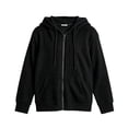 thumbnail image 5 of Girls Fashion Hooded Zip up Knit Sweater Light Weight Drawstring Hood Long Sleeve Jacket for Fall Winter Black 120(120), 5 of 5