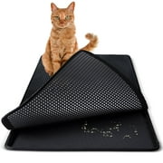 Angle View: Paws & Pals Cat Litter Mat, Double Layer, Clean Protective, Non-Slip, Black