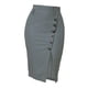 thumbnail image 1 of Falda de tubo corta Allegra K vintage con cinturón y abertura con botones decorativos para mujer Verde gris XS, 1 of 6