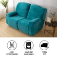 thumbnail image 3 of SHANNA Reclining Love Seat Slipcover, 2-Seater 6-Piece Velvet Stretch Loveseat Reclining Sofa Covers, Green, 3 of 12