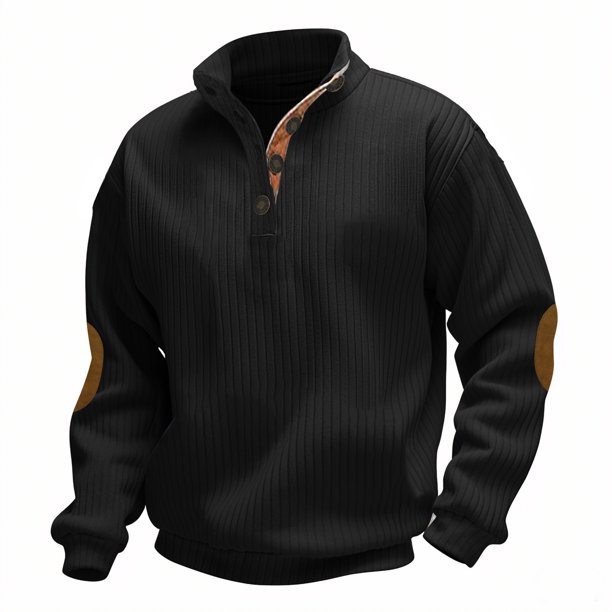 pstuiky Camisas de manga larga abrigadas para hombre, Camiseta informal de manga larga con cuello alto y medio botón para hombre, transpirable, de color sólido salir tops m