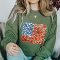 thumbnail image 6 of Floral American Flag Sweatshirt for Women - USA Patriotic Stars & Stripes Pullover Top - 4th of July Red White Blue Cozy Graphic Shirt, 6 of 7