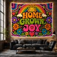 thumbnail image 6 of Smiling Sun with Flowers and Rainbow Cheerful Psychedelic for Boho Decor Lovers Groovy Wall Art Housewarming Gift Tapestry Wall Hanging for Bedroom and Dorm, 6 of 7