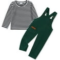 thumbnail image 2 of WESIDOM Toddler Baby Boy Clothes Fall Winter Outfit 6M-6T Boy Overalls Striped Print Long Sleeve Top + Romper with Straps, 2 of 12