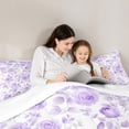 thumbnail image 3 of Feelyou Dreamy Purple Rose Twin Bedding Sets 7-Piece, Rustic Flower Floral Bedding Comforter Set, Plant Botanical Sheet Sets, Breathable Home Decor, 3 of 7