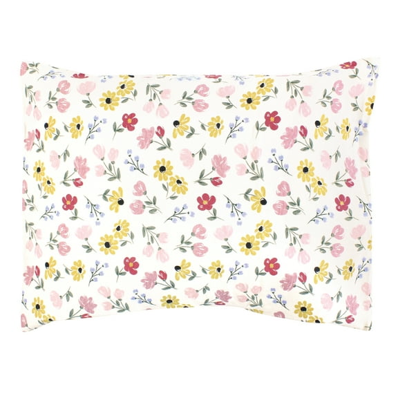Hudson Baby Infant Girl Cotton Toddler Pillow Case, Soft Painted Floral, One Size