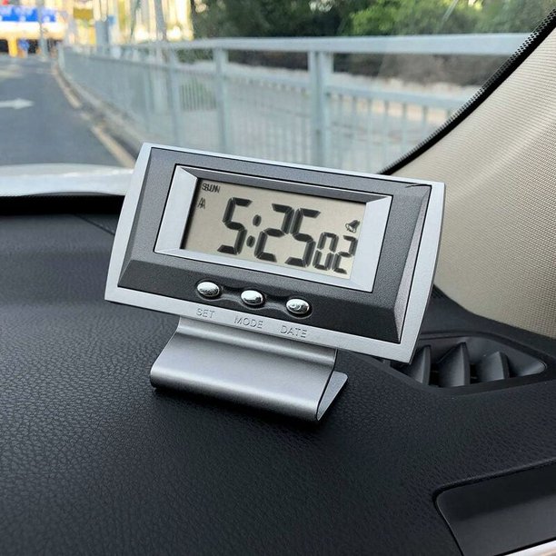 CHAO Reloj electrónico de escritorio para automóvil, mini reloj electrónico, pequeño despertador, cronómetro, reloj deportivo, pantalla de tiempo en el interior del tablero de instrumentos del automóv