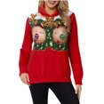 thumbnail image 2 of Puntoco Blusa con capucha de manga larga con estampado navideño divertido informal para mujer Tops para parejas Liquidación Puntoco Puntoco-4480, 2 of 5