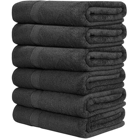 Springfield Linen Terry Cotton Bath Towel Sets, Gray, 6 Count