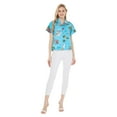 thumbnail image 4 of Women's Hawaiian Lady Aloha Shirt in Christmas Santa in Hawaii Turquoise XL, 4 of 5