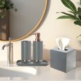 thumbnail image 2 of Decozen Acrylic Bathroom Accessories Set of 4, Soap Dispenser, Tumbler, Tissue Box, and Tray - Gray, 2 of 9