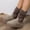 Gray, variant on Women's Solid Color Mid Calf Boots Quilted Rear Drawstring Flat Full Fleece Lined Suede Anti-Slip Flat Outsole for Chilly Outdoor Street Daily Walks, Snow Boots for Women Black 6