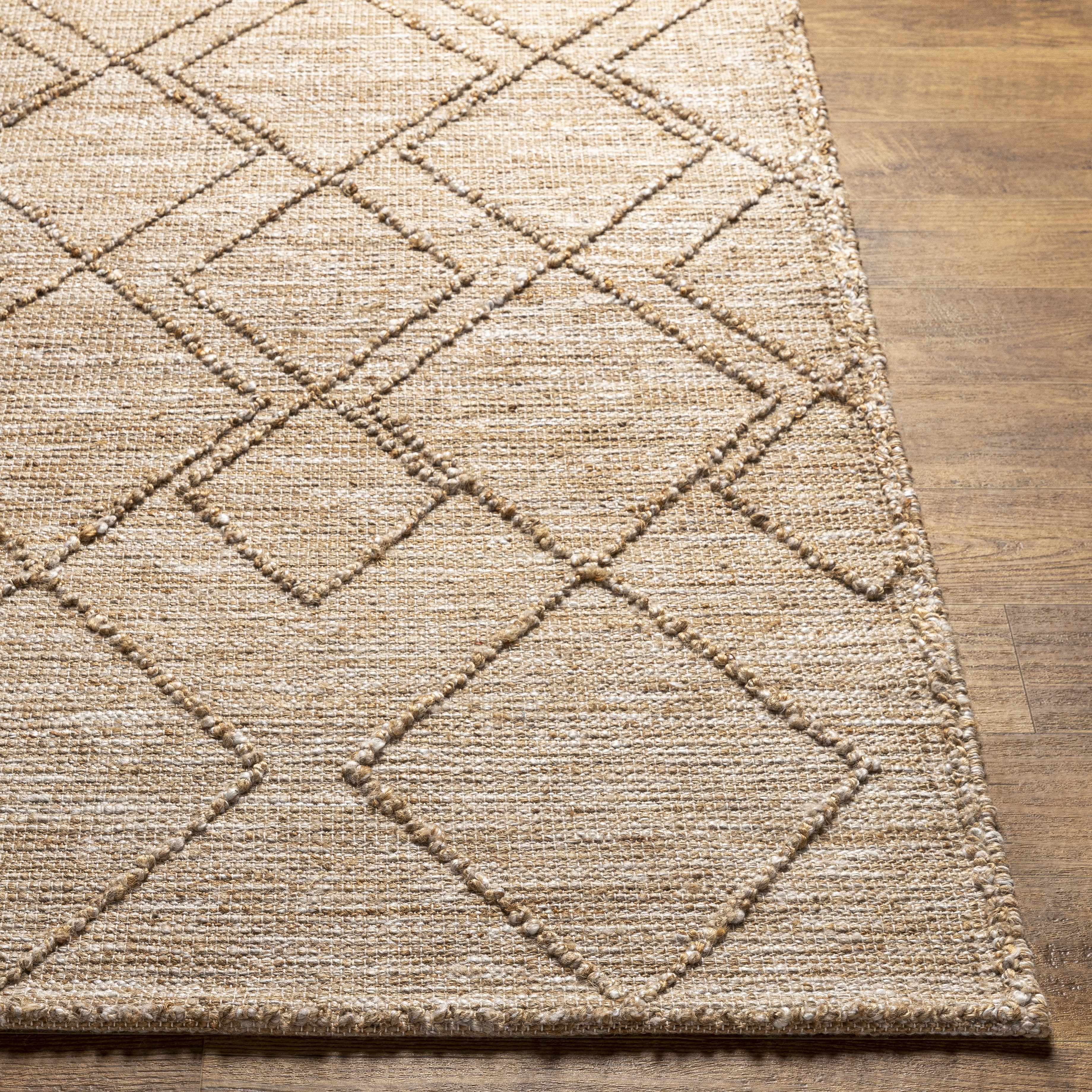 Hauteloom Buse Jute Living Room, Bedroom Area Rug - Bohemian, Transitional - Tan, Cream, Off White - 2' x 3'