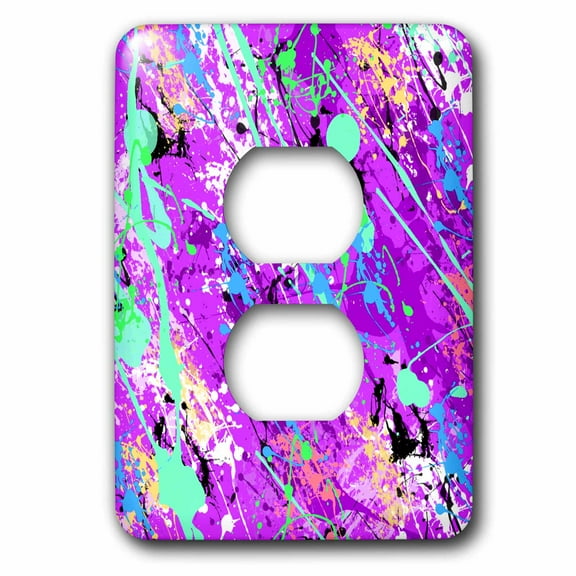 3dRose, Purple Paint Splatter Design, 2 plug outlet cover