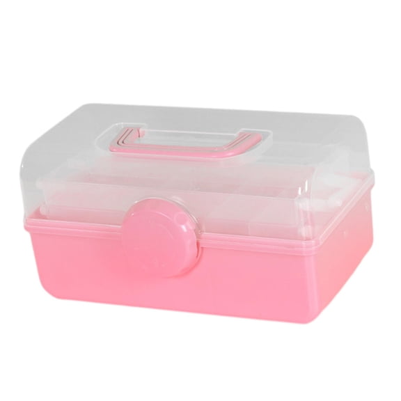 sewing storage case,Three Layer Multipurpose Storage Box Organizer,Folding Tool box Crafts Case Makeup Organizer,Sewing Supplies Organizer Cosmetic Storage Box,Family First Aid Box pink and L