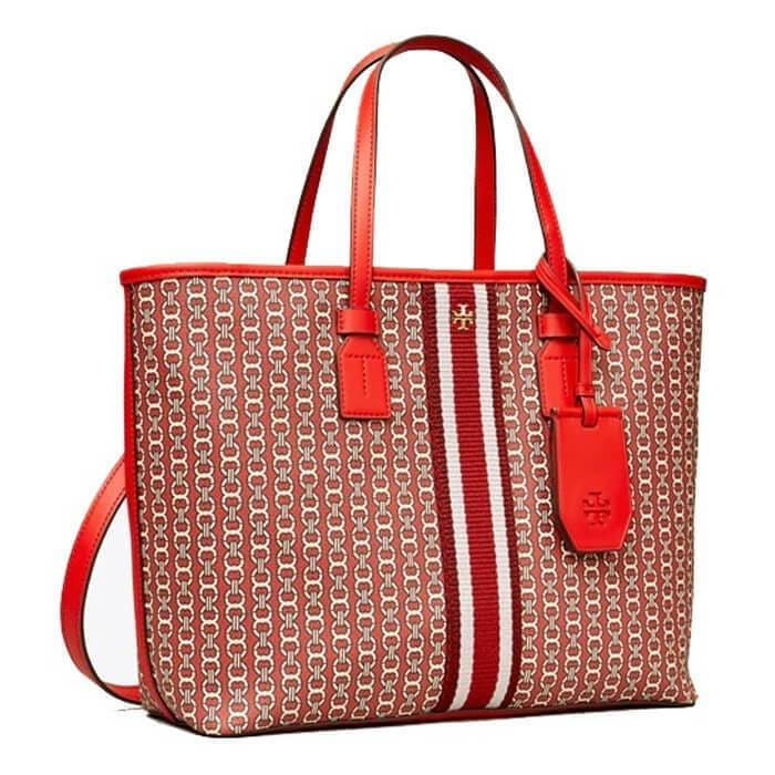 Tory Burch Gemini Link Top Zip Dutch Red Tote Bag 