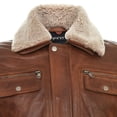 thumbnail image 4 of Mens Trucker Style Leather Jacket-Daventry in Tan, 4 of 5