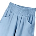 thumbnail image 6 of Women Cotton Linen Pants Wide Leg Pants Casual Loose Baggy Elastic Waist Beach Palazzo Harem Pants Light Blue, 6 of 8