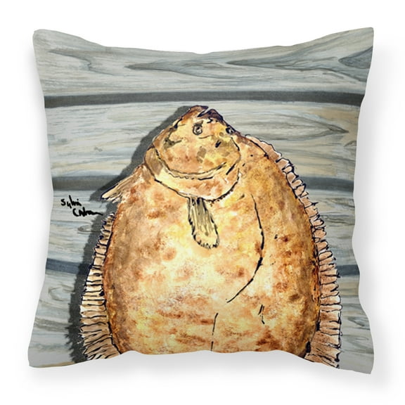 Carolines Treasures 8495PW1414 Fish Flounder Fabric Decorative Pillow , 14Hx14W, multicolor