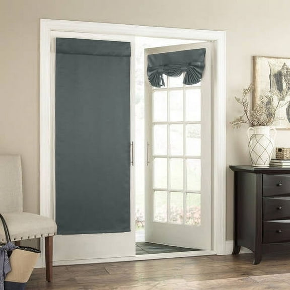 Eclipse Tricia French Door Panel, Room Darkening Door Curtain for Privacy, 26 in Wide x 68 in Long, River Blue