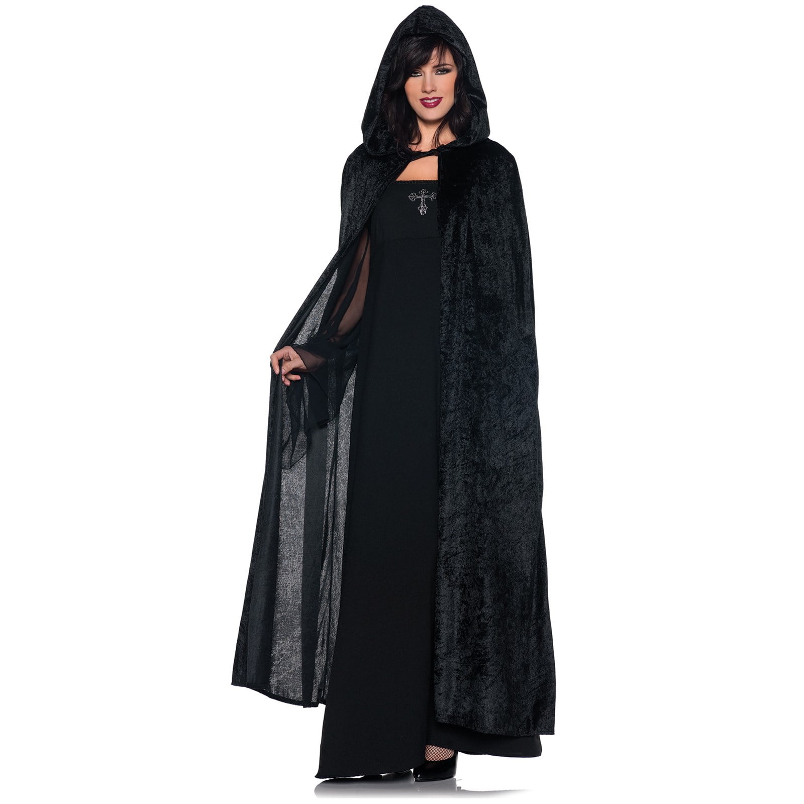 Adult 55" Hooded Unisex Cloak Black Costume
