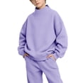 thumbnail image 4 of Jalioing Mock Neck Sweatshirt for Kids Casual Fashion Solid Color Long Sleeve Pullover Fall Winter Tops for Boys Girls, 4 of 9