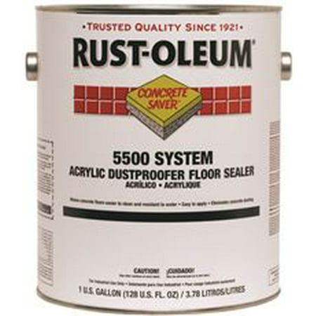 RUST-OLEUM CONCRETE SAVER 5500 SYSTEM <100 VOC ACRYLIC DUST PROOFER FLOOR SEALER, CLEAR, 1 (Best Garage Floor Sealer)