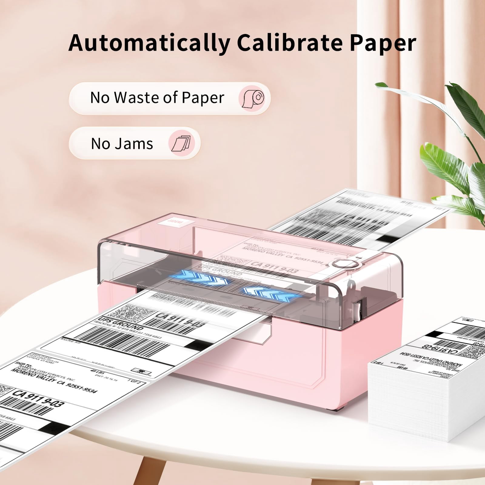Thermal Shipping Label Printer - Wireless 4x6  Compatible With Android Windows & Widely For Ebay Shopify Etsy Usps(pink)