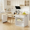 thumbnail image 2 of Îlot de Cuisine Innovant de Format Double avec 2 Tiroirs et 1 Armoire et Table à Manger Extensible, 2 of 26