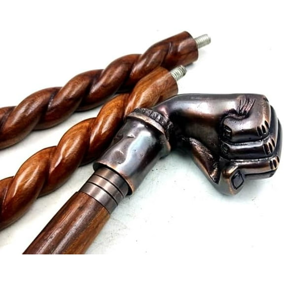 NAUTICALMARTUS Wooden Walking Cane for Women and Men | Punch Style Antique Handle Walking Stick Collectible 3 Part Open Stick 36"