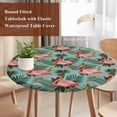 thumbnail image 5 of Pink Flamingos Tropical Leaves Fitted Round Tablecloths Table Covers 36"-44",Waterproof Table Cloth for Kitchen Holiday Party Tables Decor, 5 of 9