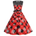 thumbnail image 4 of Wyzesi Robes Rouges pour Femmes Décontractées avec Poches Col Rond Sans Manches Imprimé de Noël Rétro Jupe Longue Robe Pyjama de Noël Costume, 4 of 8