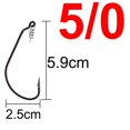 thumbnail image 1 of Anzuelos de pesca de gusano de espacio ancho de 20 piezas, anzuelo de lubina grande, anzuelo negro de acero de alto carbono, anzuelo de púas para señuelo de pesca suave Tan Jianjun unisex, 1 of 2
