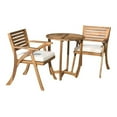 thumbnail image 2 of 3-Piece Outdoor Acacia Wood Dining Set with Cushions, Teak Finish Bistro Set, Weather-Resistant Patio Furniture for 2-3 People, Includes Armchairs & Table, 2 of 18