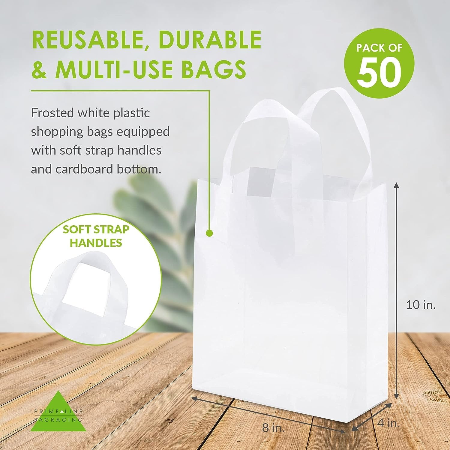 Fry's Food Stores - Prime Line Packaging Clear Plastic Bags with Soft Loop Handles  Gift Bags, 50 Pack - 10x5x13x5, 50 Pcs