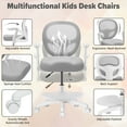 thumbnail image 6 of Hoffree Kids Desk Chair with Flipped Arms Wheels Ergonomic Study Chair with Footrest Adjustable Height Rolling Desk Chair for Teens Boys Girls in Study Room Grey, 6 of 9
