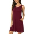 thumbnail image 3 of MLANM Women Summer Casual Swing T Shirt Dresses Beach Cover Up Loose Dress with Pockets, 2XL Wine Red, 3 of 8
