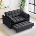 thumbnail image 4 of Bellemave Sleeper Sofa Bed 3-in-1 Convertible Couch with Pullout Bed, Futon 2-Seater Loveseat with Toss Pillows and Storage Pockets, 3 Level Adjustable Backrest Sofa for Living Room （Black）, 4 of 7
