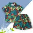 thumbnail image 2 of HUITKMM Boys Beach Outfit Boy Outfit 2Pcs Set Summer Beach Button Down Shirt Top and Shorts for Kids, 2 of 3