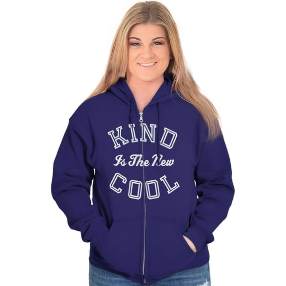 Kind Is the New Cool Positive Quote Zip Hoodie Sweatshirt Women Brisco Brands S