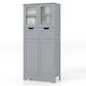 thumbnail image 1 of Costwya Armario de Almacenamiento con Puertas, Armario de Baño Independiente con 4 Puertas, 2 Cajones & Estantes Ajustables, Mueble de Almacenamiento Multifuncional para Cocina, Sala de Estar, Gris, 1 of 4