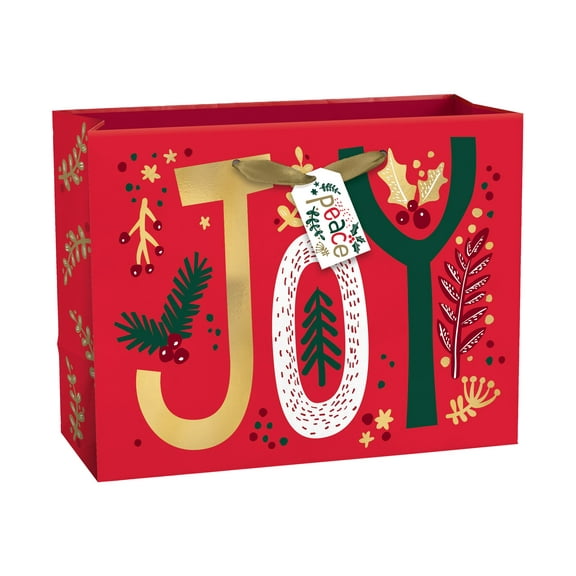Amscan - Gift bag - medium - 22.9 cm x 10.2 cm x 17.8 cm - Christmas, joy